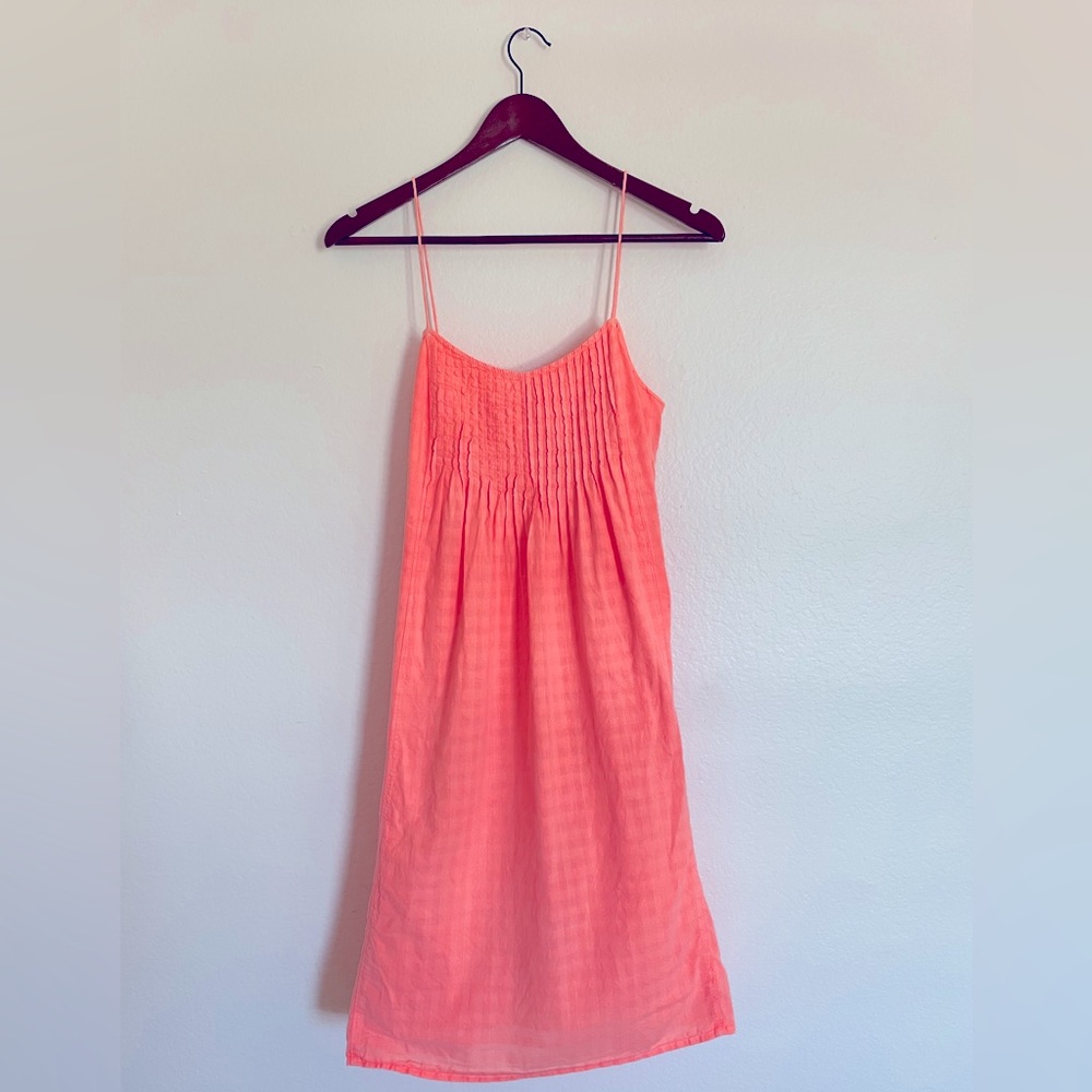 100% Cotton Lined Orange Pintuck Sundress J. Crew
